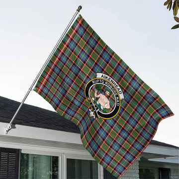 Tartan Vibes Clothing Aikenhead Tartan House Flag with Family Crest