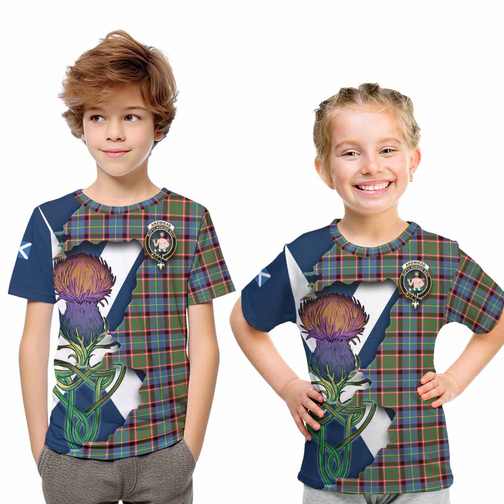Tartan Vibes Clothing Aikenhead Tartan Family Crest Kid T-Shirt Scottish Thistle Celtic Inspired