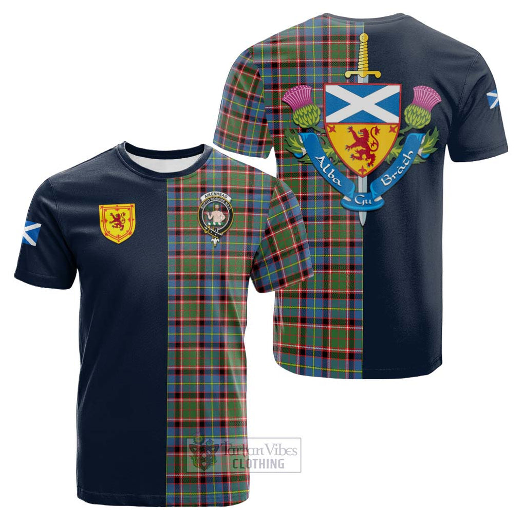 Aikenhead Tartan Cotton T-shirt Alba with Scottish Lion Royal Arm Half Style Kid's Shirt - Tartan Vibes Clothing
