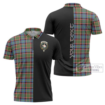 Aikenhead Tartan Zipper Polo Shirt with Family Crest and Half Of Me Style Unisex - Tartan Vibes Clothing