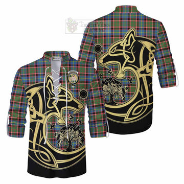 Aikenhead Tartan Ghillie Kilt Shirt with Family Crest Celtic Wolf Style Men - Tartan Vibes Clothing