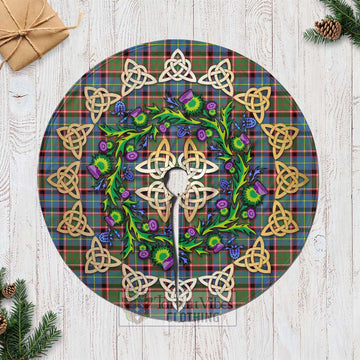 Tartan Vibes Clothing Aikenhead Tartan Christmas Tree Skirt with Thistle Celtic Knot Style