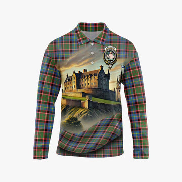 Aikenhead Tartan Family Crest Long Sleeve Polo Shirt with Scottish Ancient Castle Style Unisex - Tartan Vibes Clothing