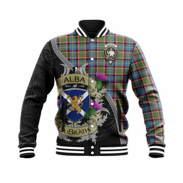 Aikenhead Tartan Family Crest Baseball Jacket Lion Rampant Royal Thistle Shield Celtic Inspired Unisex - Tartan Vibes Clothing