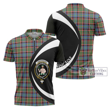 Aikenhead Tartan Zipper Polo Shirt with Family Crest Circle Style Unisex - Tartan Vibes Clothing