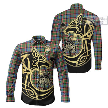 Aikenhead Tartan Long Sleeve Button Shirt with Family Crest Celtic Wolf Style Men's Shirt S - Tartan Vibes Clothing