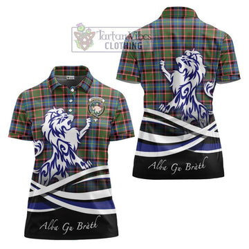 Aikenhead Tartan Women's Polo Shirt with Alba Gu Brath Regal Lion Emblem Women - Tartan Vibes Clothing