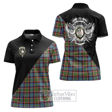 Aikenhead Tartan Women's Polo Shirt with Family Crest and Military Logo Style Women - Tartan Vibes Clothing