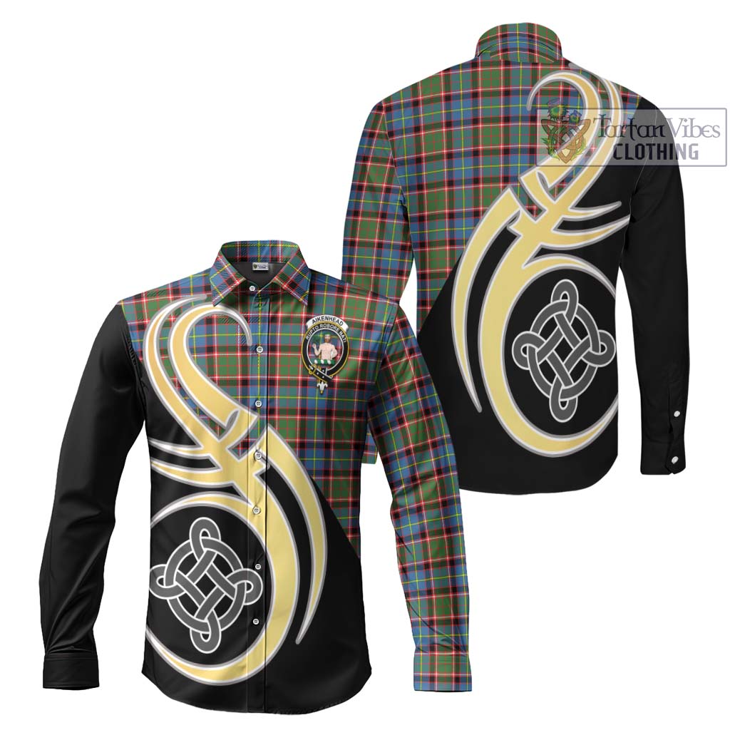 Aikenhead Tartan Long Sleeve Button Shirt with Family Crest and Celtic Symbol Style Men's Shirt S - Tartan Vibes Clothing