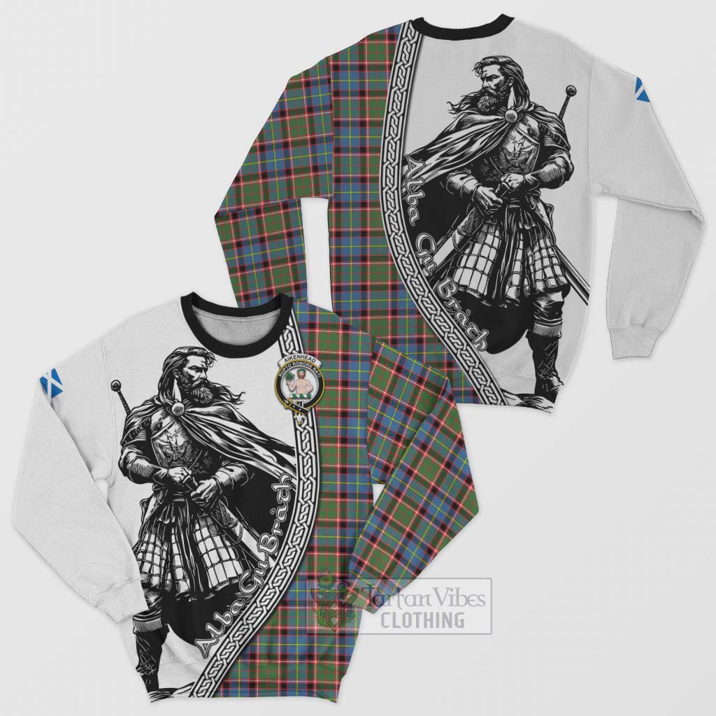 Aikenhead Tartan Clan Crest Sweatshirt with Highlander Warrior Celtic Style Unisex - Tartan Vibes Clothing
