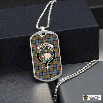Tartan Vibes Clothing Aikenhead Tartan Dog Tag Necklace with Family Crest