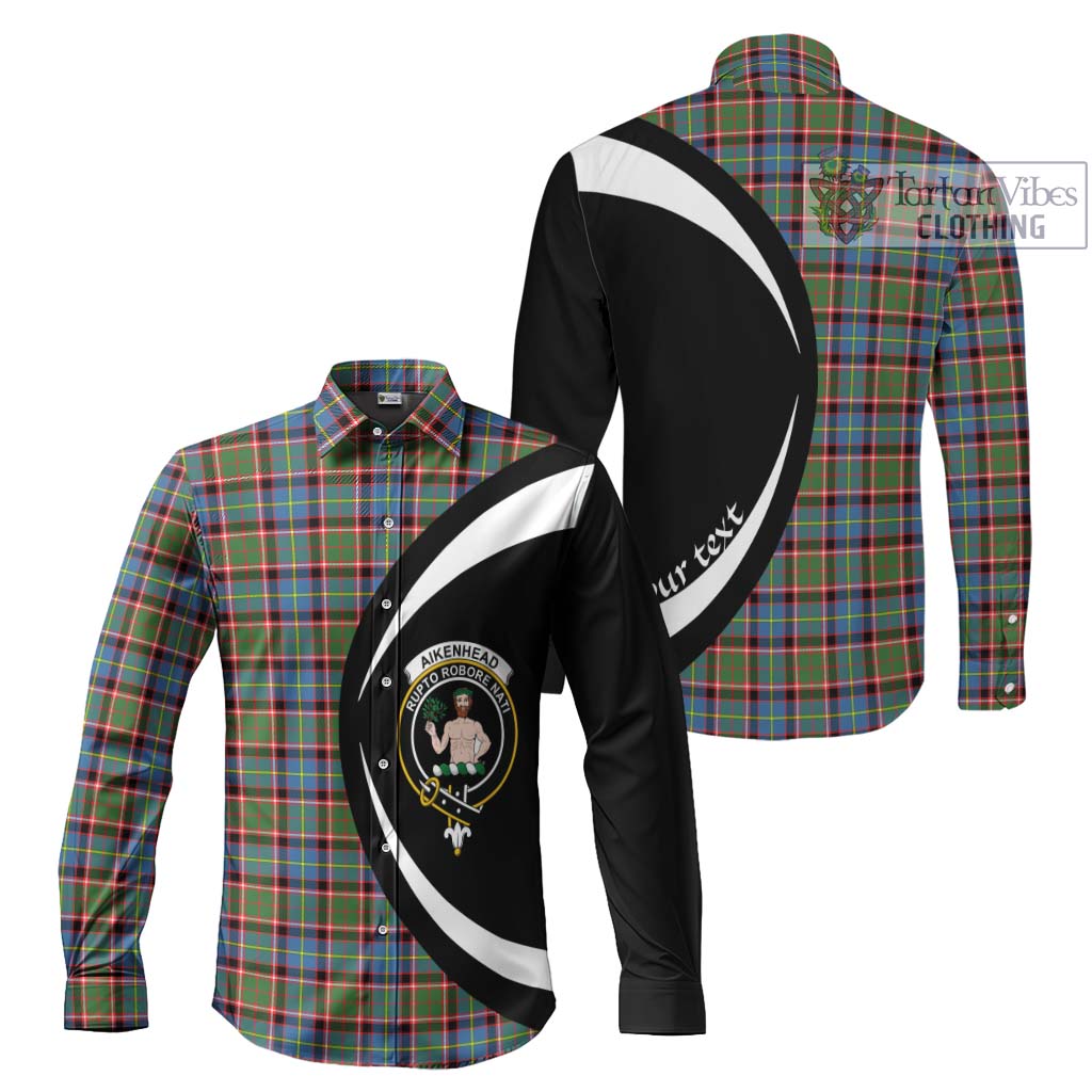 Aikenhead Tartan Long Sleeve Button Up with Family Crest Circle Style Men's Shirt S - Tartan Vibes Clothing