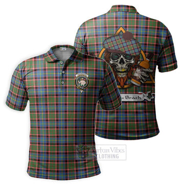 Aikenhead Tartan Polo Shirt with Family Crest and Bearded Skull Holding Bottles of Whiskey Kid - Tartan Vibes Clothing