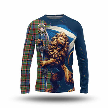 Aikenhead Tartan Family Crest Long Sleeve T-Shirt with Scottish Majestic Lion Unisex - Tartan Vibes Clothing