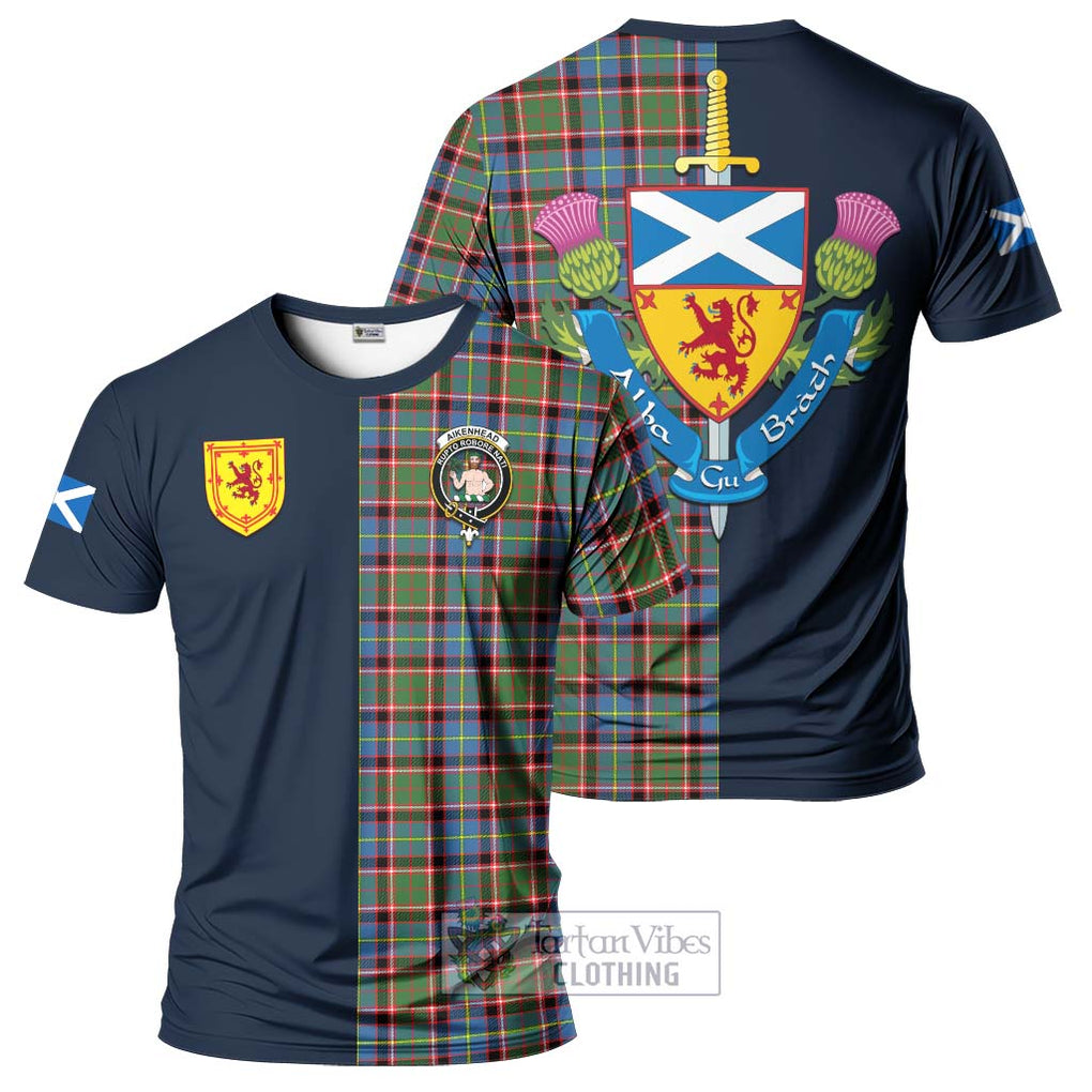 Aikenhead Tartan T-Shirt Alba with Scottish Lion Royal Arm Half Style Kid's Shirt - Tartan Vibes Clothing