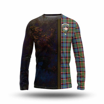 Aikenhead Tartan Family Crest Long Sleeve T-Shirt Alba Gu Brath Be Brave Lion Ancient Style