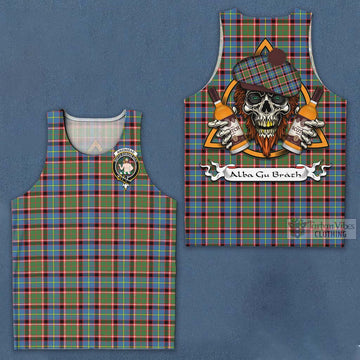 Aikenhead Tartan Men's Tank Top with Family Crest and Bearded Skull Holding Bottles of Whiskey Men - Tartan Vibes Clothing