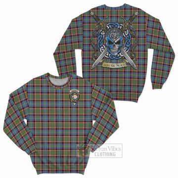 Aikenhead Tartan Sweatshirt with Family Crest Celtic Skull Style Unisex - Tartan Vibes Clothing