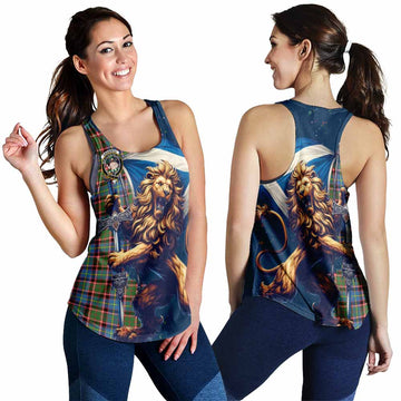 Aikenhead Tartan Family Crest Women's Racerback Tanks with Scottish Majestic Lion 4XL - Tartan Vibes Clothing