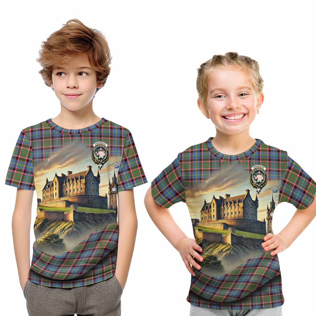 Aikenhead Tartan Family Crest Kid T-Shirt with Scottish Ancient Castle Style Youth XL Size14 - Tartan Vibes Clothing