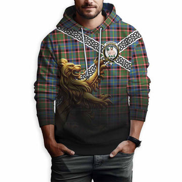 Aikenhead Crest Tartan Hoodie with Golden Lion Emblem Celtic Style Pullover Hoodie - Tartan Vibes Clothing