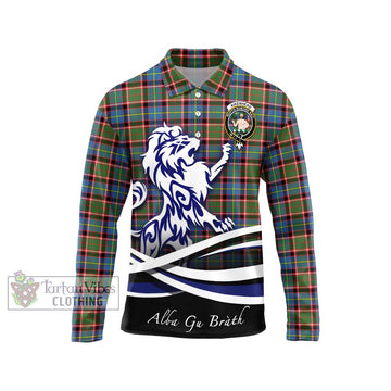 Aikenhead Tartan Long Sleeve Polo Shirt with Alba Gu Brath Regal Lion Emblem Unisex - Tartan Vibes Clothing