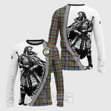 Aikenhead Tartan Clan Crest Long Sleeve T-Shirt with Highlander Warrior Celtic Style Unisex - Tartan Vibes Clothing