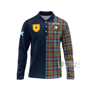 Aikenhead Tartan Long Sleeve Polo Shirt Alba with Scottish Lion Royal Arm Half Style Unisex - Tartan Vibes Clothing