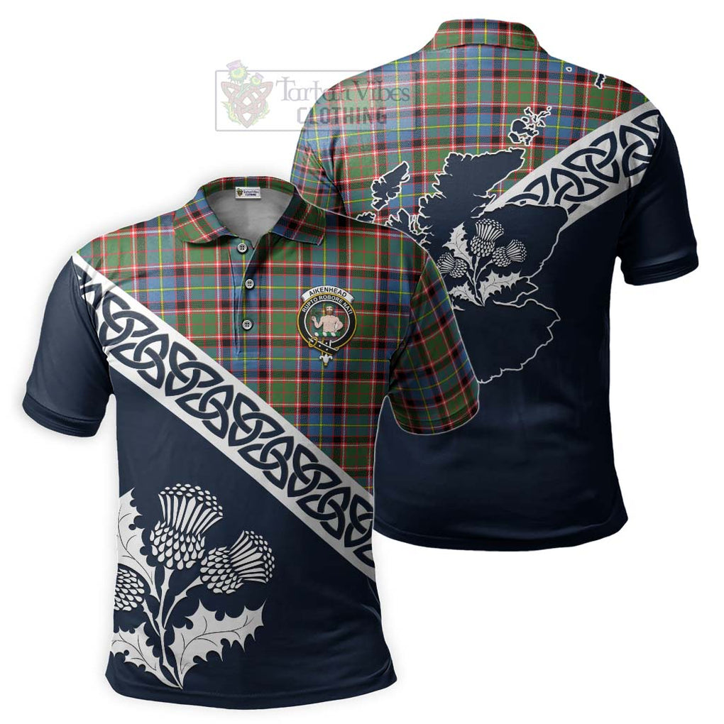 Aikenhead Tartan Polo Shirt Featuring Thistle and Scotland Map Kid - Tartanvibesclothing Store