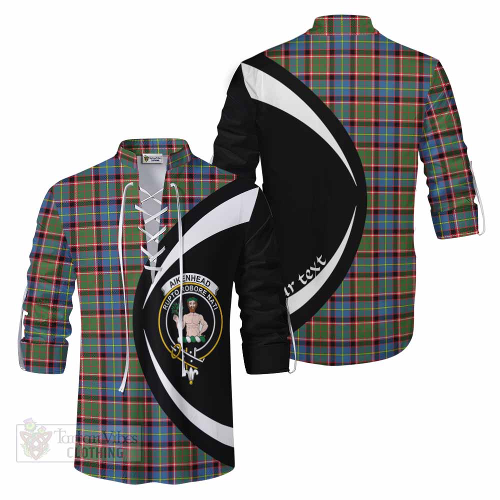 Aikenhead Tartan Ghillie Kilt Shirt with Family Crest Circle Style Men - Tartan Vibes Clothing