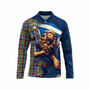Aikenhead Tartan Family Crest Long Sleeve Polo Shirt with Scottish Majestic Lion Unisex - Tartan Vibes Clothing