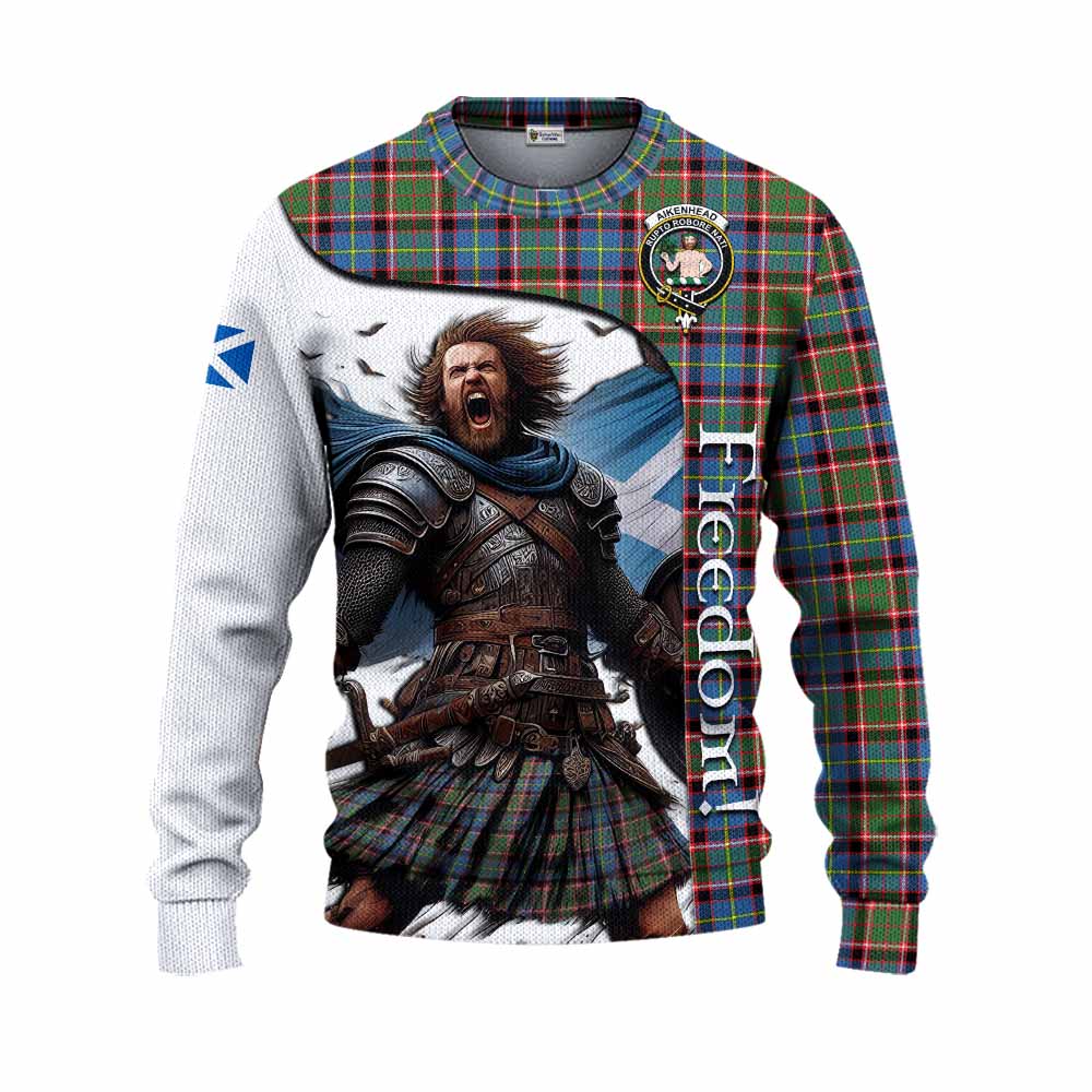Aikenhead Crest Tartan Knitted Sweater Inspired by the Freedom of Scottish Warrior Unisex - Tartan Vibes Clothing