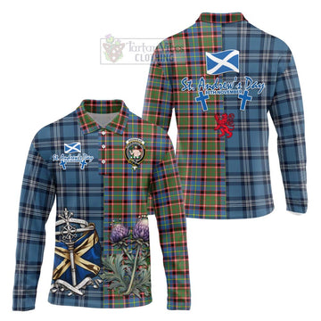 Aikenhead Tartan Long Sleeve Polo Shirt Happy St. Andrew's Day Half Tartan Style Unisex - Tartan Vibes Clothing