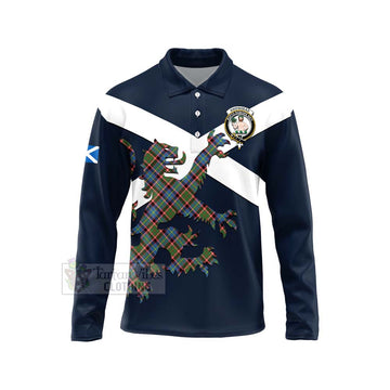 Aikenhead Tartan Lion Rampant Long Sleeve Polo Shirt Proudly Display Your Heritage with Alba Gu Brath and Clan Name Unisex - Tartan Vibes Clothing