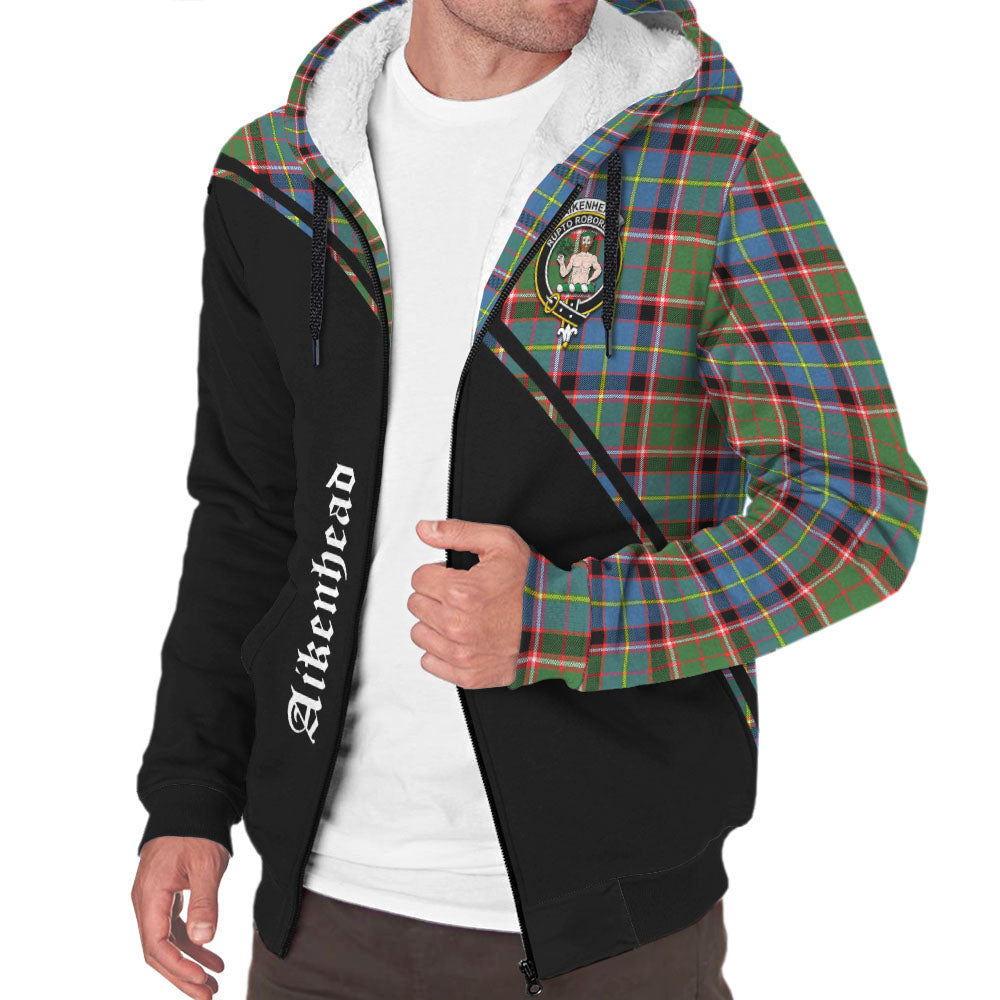 Aikenhead Tartan Sherpa Hoodie with Family Crest Curve Style Unisex - Tartanvibesclothing
