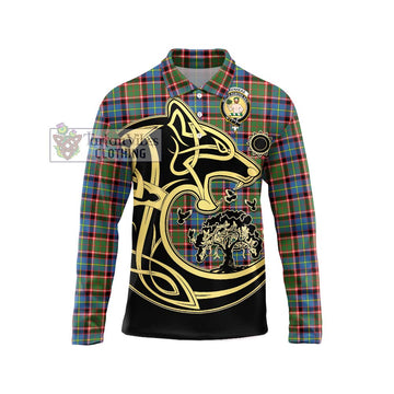Aikenhead Tartan Long Sleeve Polo Shirt with Family Crest Celtic Wolf Style Unisex - Tartan Vibes Clothing