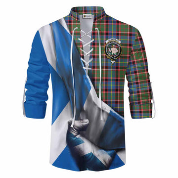 Aikenhead Tartan Ghillie Kilt Shirt with Family Crest Scotland Patriotic Style Men - Tartan Vibes Clothing
