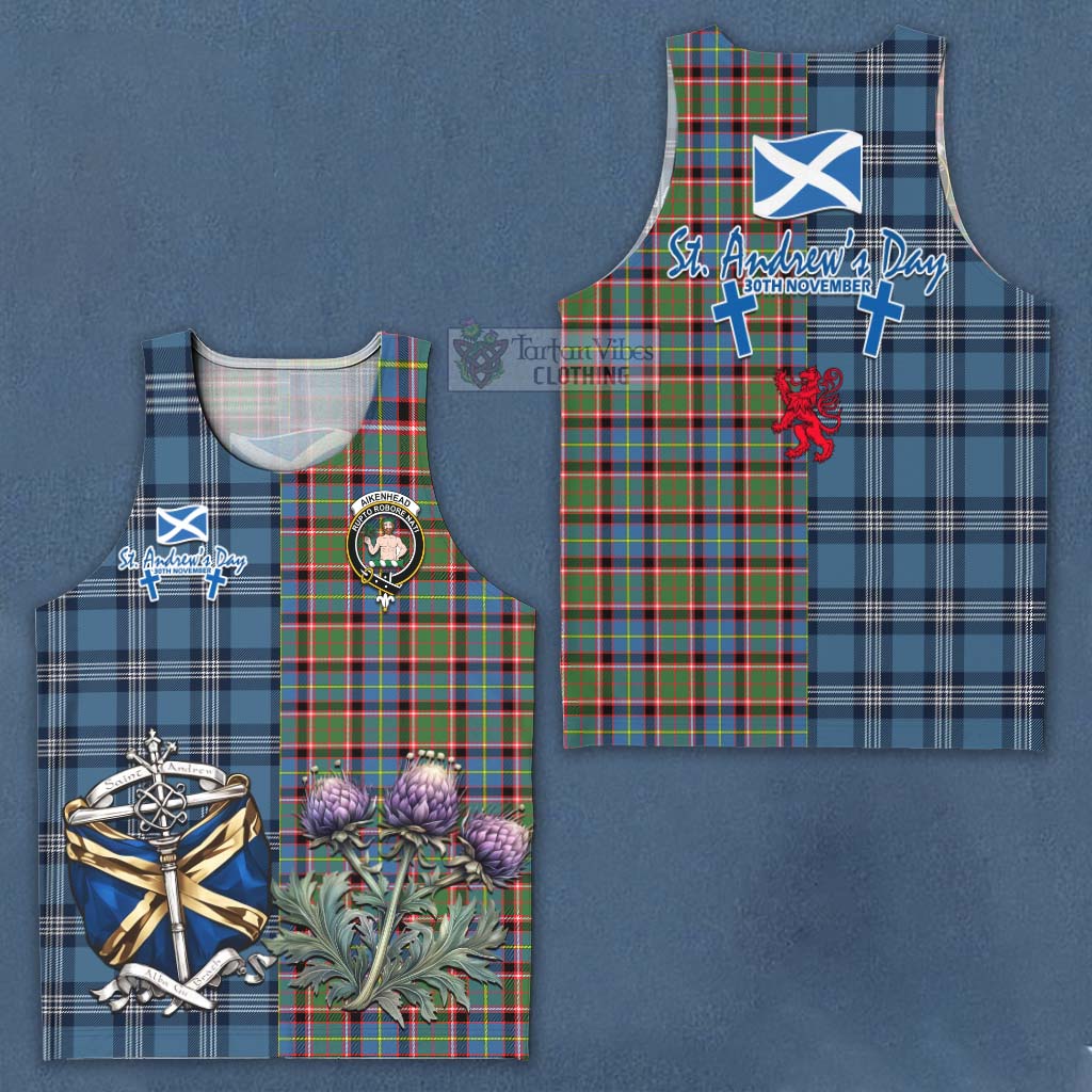 Aikenhead Tartan Men's Tank Top Happy St. Andrew's Day Half Tartan Style Men - Tartan Vibes Clothing