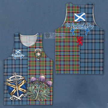 Aikenhead Tartan Men's Tank Top Happy St. Andrew's Day Half Tartan Style Men - Tartan Vibes Clothing