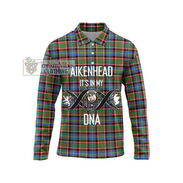 Aikenhead Tartan Long Sleeve Polo Shirt with Family Crest DNA In Me Style Unisex - Tartan Vibes Clothing