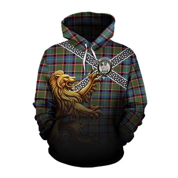 Aikenhead Crest Tartan Cotton Hoodie with Golden Lion Emblem Celtic Style Pullover Hoodie XS - Tartan Vibes Clothing