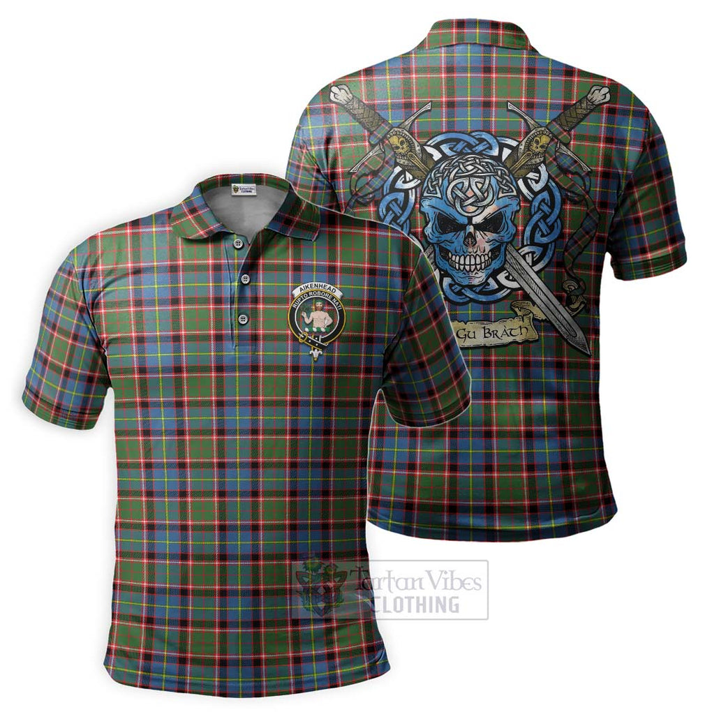 Aikenhead Tartan Polo Shirt with Family Crest Celtic Skull Style Kid - Tartan Vibes Clothing