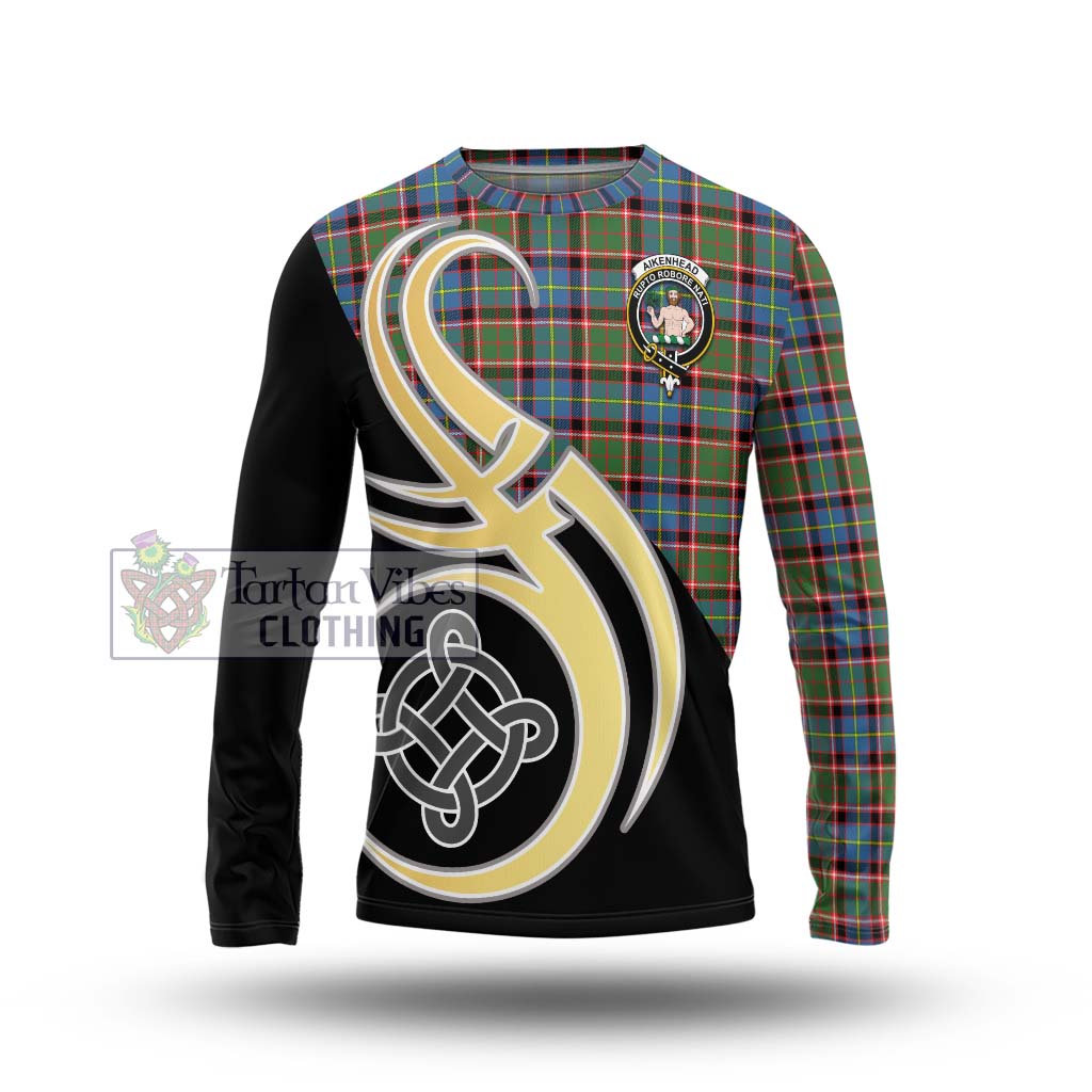 Aikenhead Tartan Long Sleeve T-Shirt with Family Crest and Celtic Symbol Style Unisex - Tartan Vibes Clothing