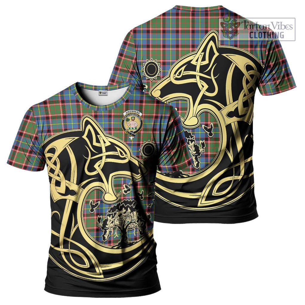 Aikenhead Tartan T-Shirt with Family Crest Celtic Wolf Style Kid's Shirt - Tartan Vibes Clothing
