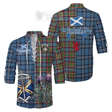 Aikenhead Tartan Ghillie Kilt Shirt Happy St. Andrew's Day Half Tartan Style Men - Tartan Vibes Clothing