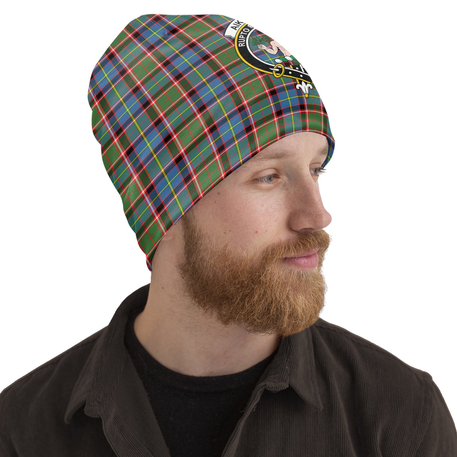Aikenhead Tartan Beanies Hat with Family Crest One Size 22 inches 15.5 inches - Tartanvibesclothing