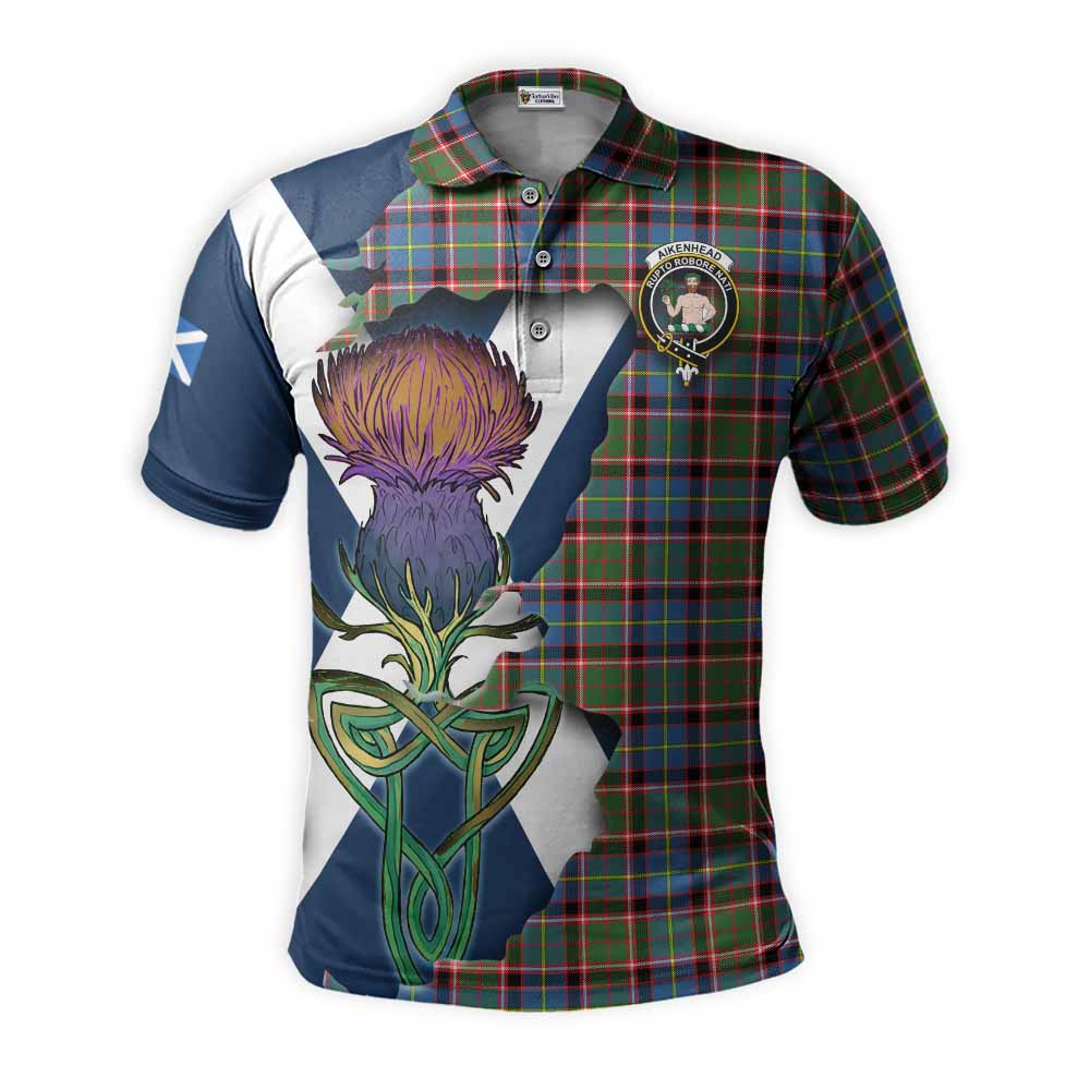 Tartan Vibes Clothing Aikenhead Tartan Family Crest Polo Shirt Scottish Thistle Celtic Inspired