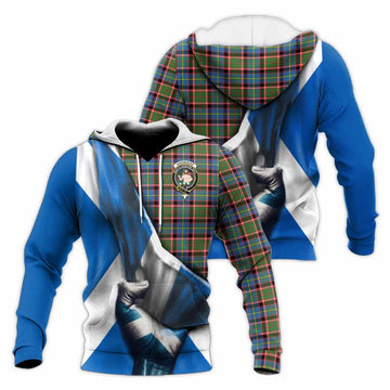 Tartan Vibes Clothing Aikenhead Tartan Knitted Hoodie with Family Crest Scotland Patriotic Style