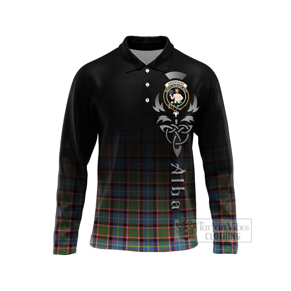 Aikenhead Tartan Long Sleeve Polo Shirt Featuring Alba Gu Brath Family Crest Celtic Inspired Unisex - Tartan Vibes Clothing