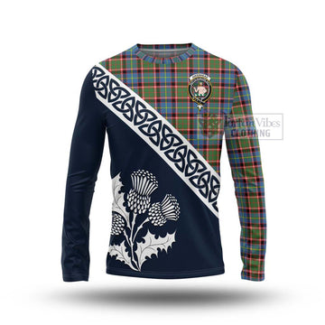 Aikenhead Tartan Long Sleeve T-Shirt Featuring Thistle and Scotland Map Unisex - Tartan Vibes Clothing